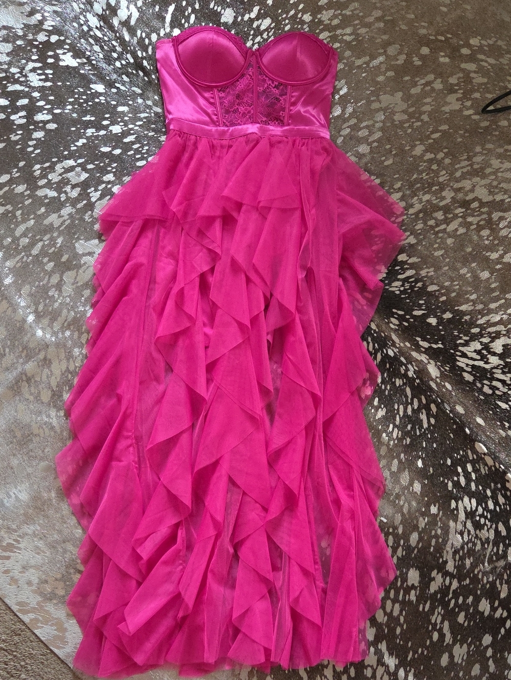 Forever 21 Hot Pink Strapless Bustier Ruffled Tulle Dress